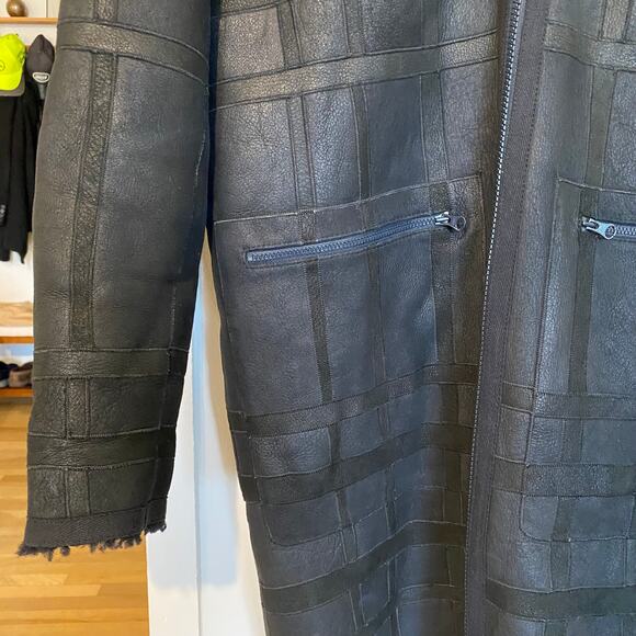 Sprung Freres Reversible Lamb Leather Fur Hooded Coat Sherpa Hood S MSRP $4500 - Picture 8 of 16